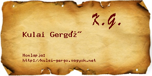 Kulai Gergő névjegykártya